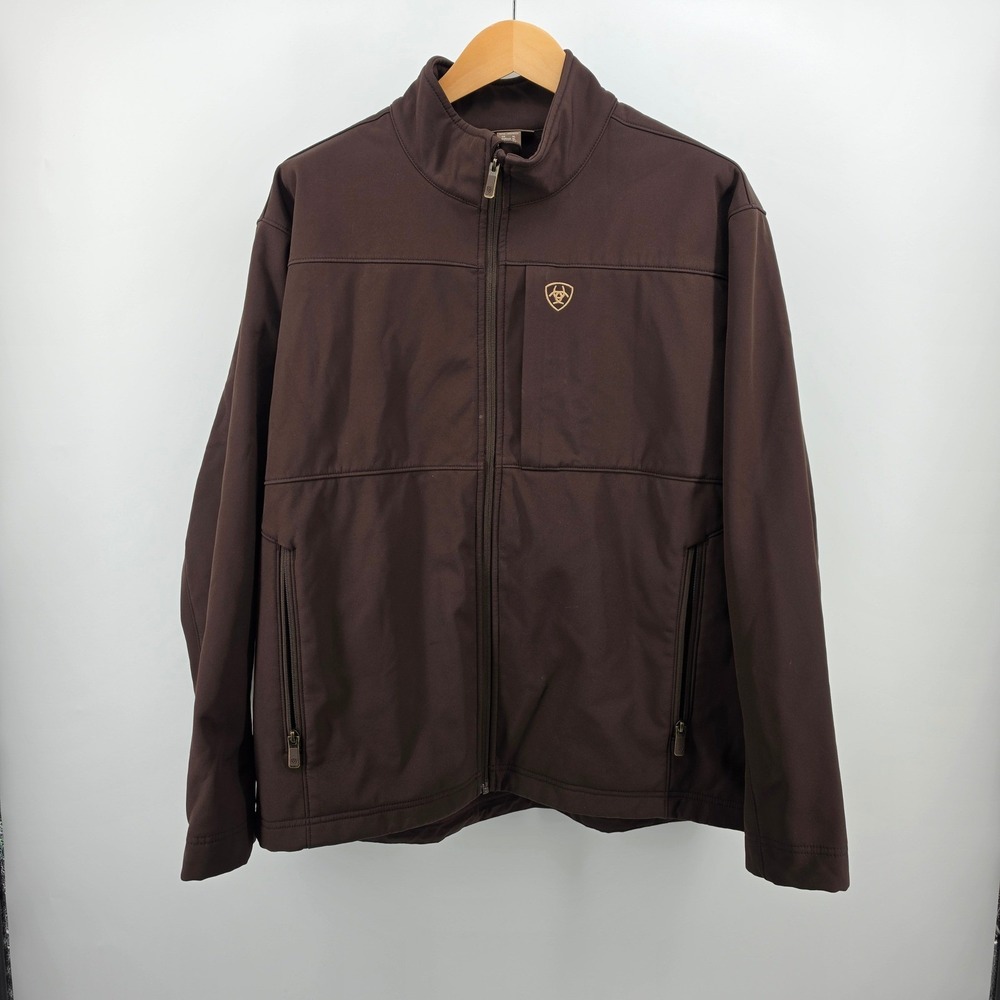 Ariat Vernon Softshell Jacket Mens XL Brown Water Resistant Fleece 10062597